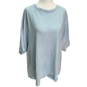 𝅺topshop💙boyfriend T-Shirt Light Blue Flower Embossed Size M/L